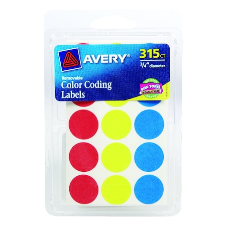 Avery Avery 0.75 in. H X 3/4 in. W Round Assorted Color Coding Label 315 pk 06167